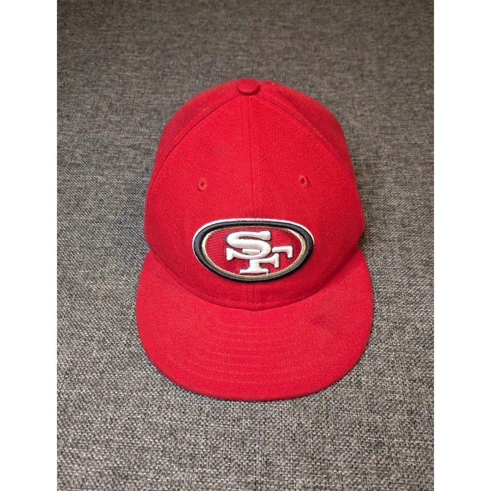 San Francisco 49ers Hat Cap Men's 6 3/4 New Era Fitted 59FIFTY NFL Big Logo Red